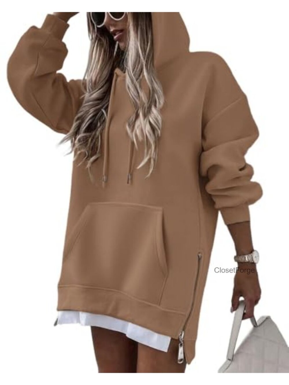 Oversized Long Hoodie Dress Winter Pullover Sweatshirt with Pocket